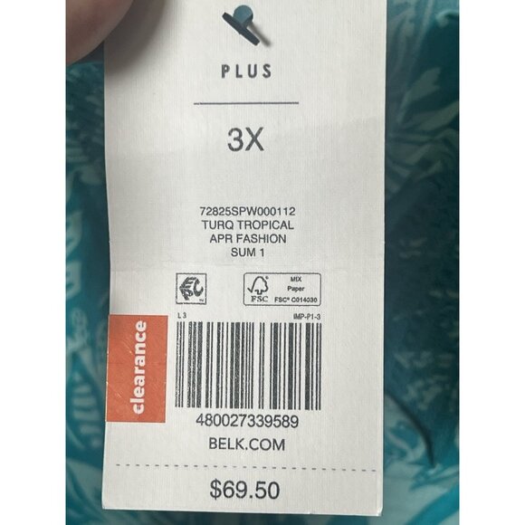 Crown & Ivy Turquoise Peasant Popover Blouse 3X NWT Tropical Vacation Cruise. Q - Picture 6 of 8